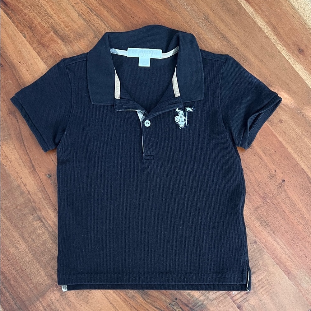 Burberry Black Kids Polo with Embroidered Detail